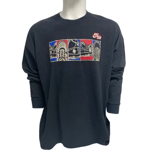 Vintage Nike Air Men's Custom Flavor Shoes Black Long Sleeve T-Shirt size 3XL